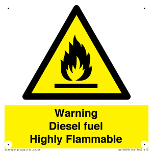 Warning diesel fuel Highly Flammable